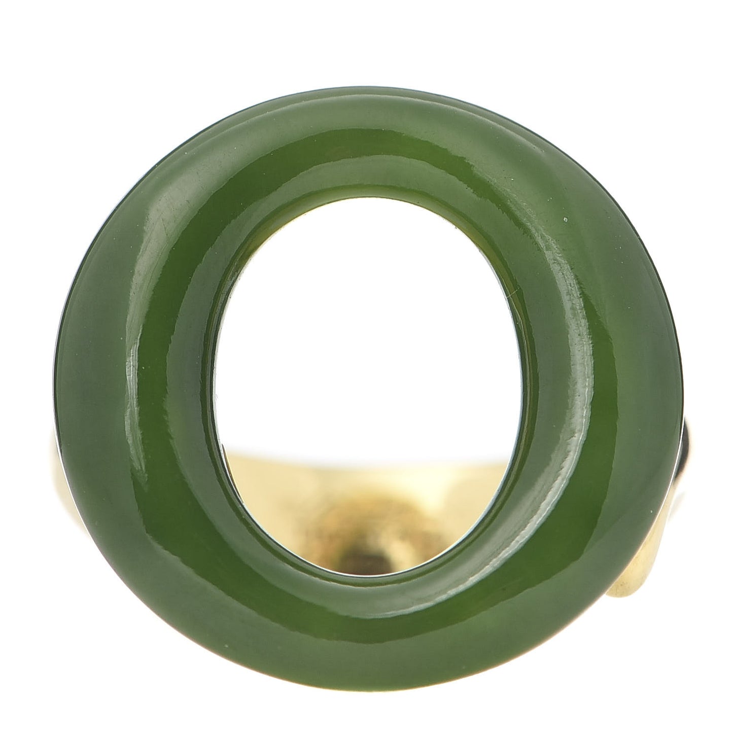 18K Yellow Gold Green Jade Elsa Peretti Sevillana Ring 54 7