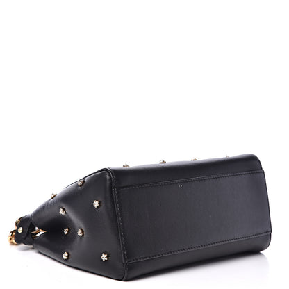 Fendi Nappa Crystal Star Embroidered XS Peekaboo Iconic Satchel Black 3 of 11