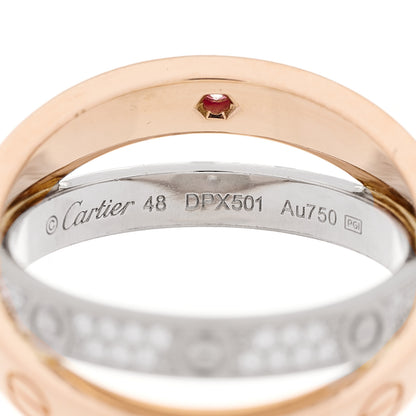 Cartier 18K Pink White Gold Diamond LOVE Pave Ring 48 4.5 6 of 6