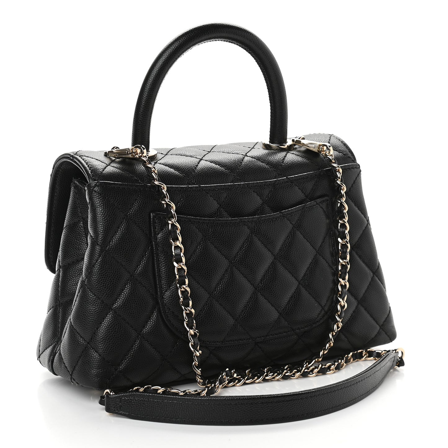 Caviar Quilted Mini Coco Handle Flap Black