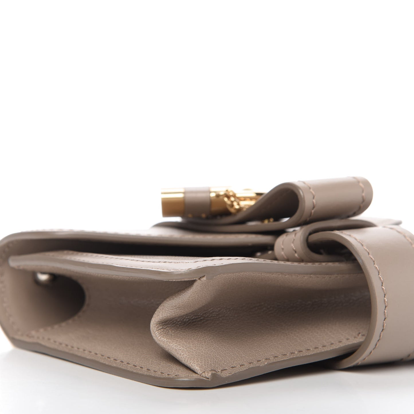 Shiny Goatskin Calfskin Mini Aby Chain Shoulder Bag Motty Grey