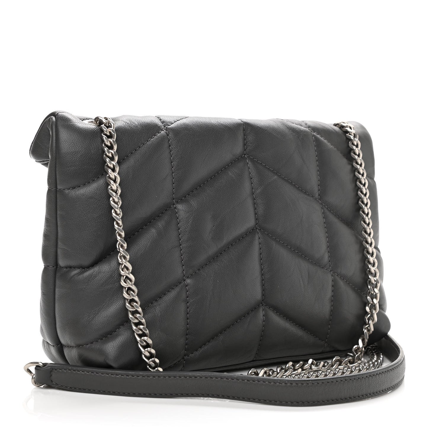 Lambskin Quilted Toy Loulou Puffer Monogram Chain Satchel Storm