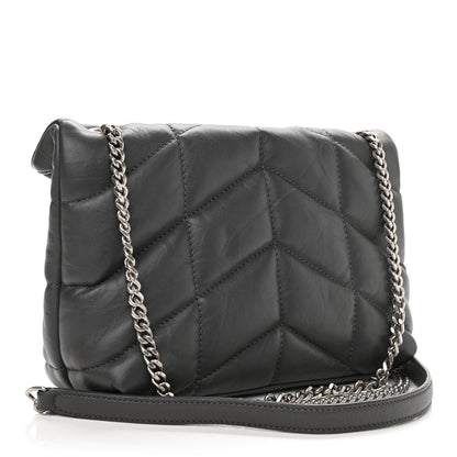 Saint Laurent Lambskin Quilted Toy Loulou Puffer Monogram Chain Satchel Storm 4 of 21
