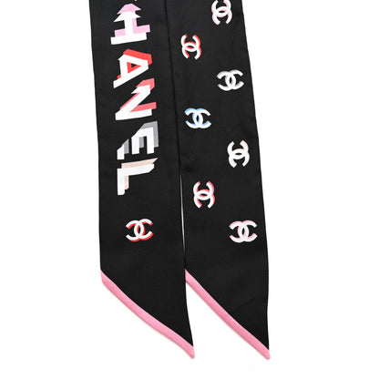 Chanel Silk CC Bandeau Scarf Black Multicolor 2 of 4