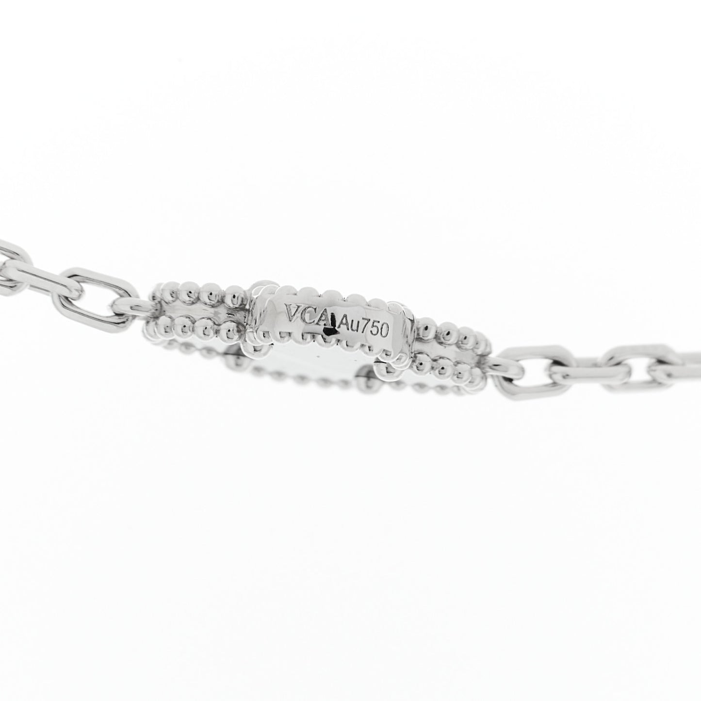 18K White Gold Veined Black Onyx 20 Motifs Vintage Alhambra Necklace