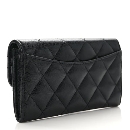 Chanel Caviar Quilted Medium Gusset Flap Wallet Black 3 of 11