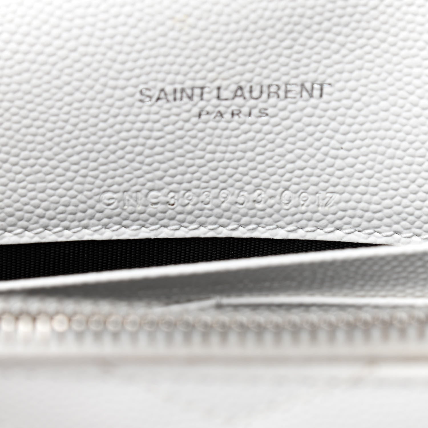 Saint Laurent Grain De Poudre Matelasse Chevron Monogram Envelope Chain Wallet White 9 of 9