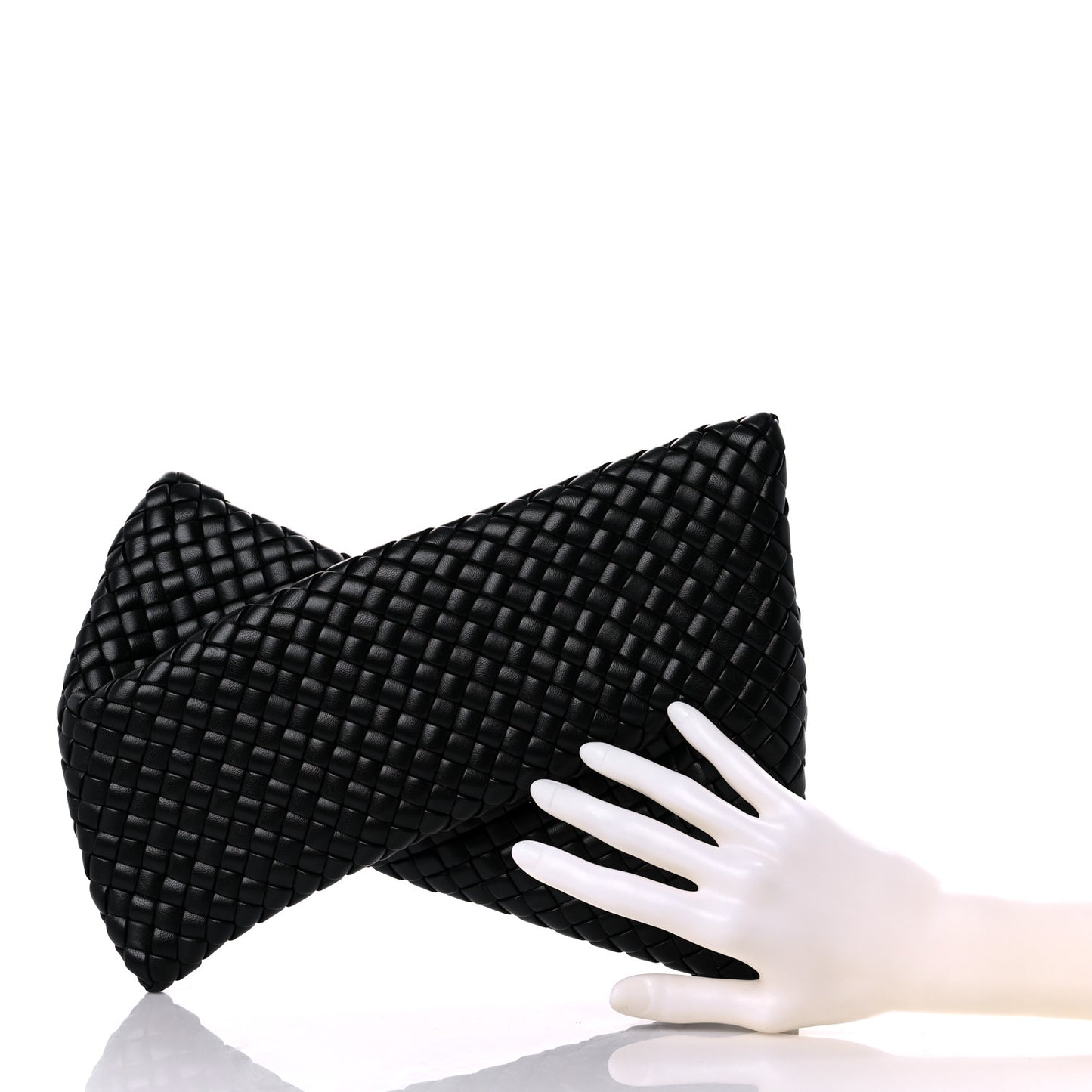 Nappa Intrecciato Crisscross Clutch Black