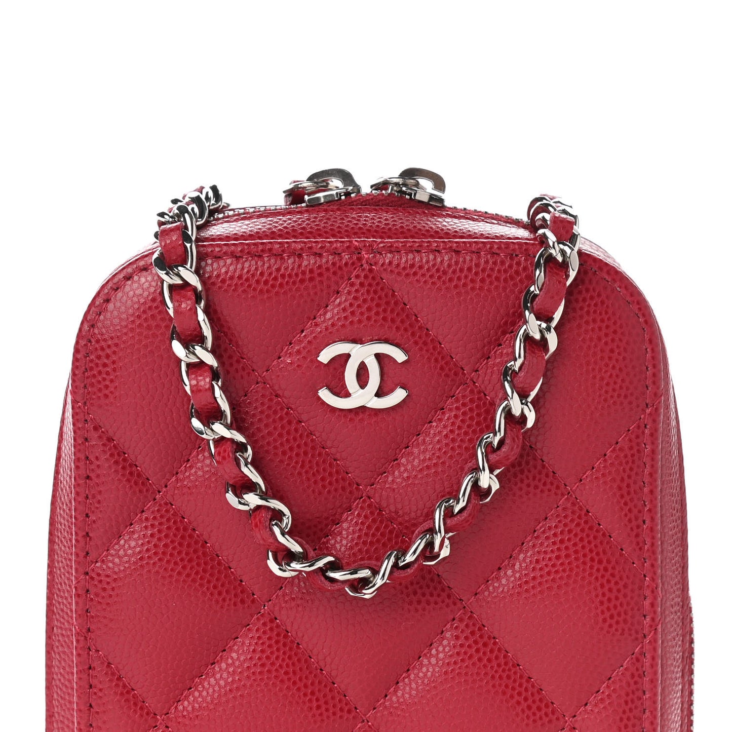 Caviar Quilted Phone Holder Wallet On Chain WOC Red
