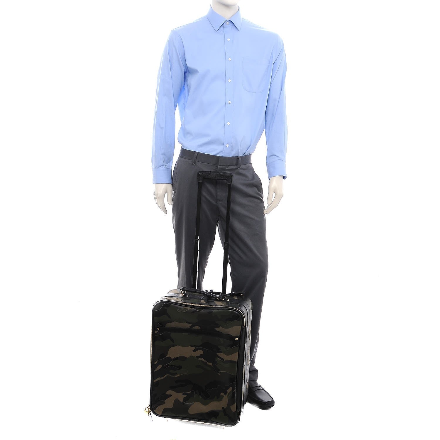 Valentino Garavani Nappa Canvas Camouflage Rolling Luggage Green 2 of 9