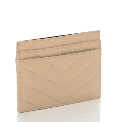 Saint Laurent Grain De Poudre Matelasse Chevron Monogram Credit Card Case Nude Powder 3 of 7