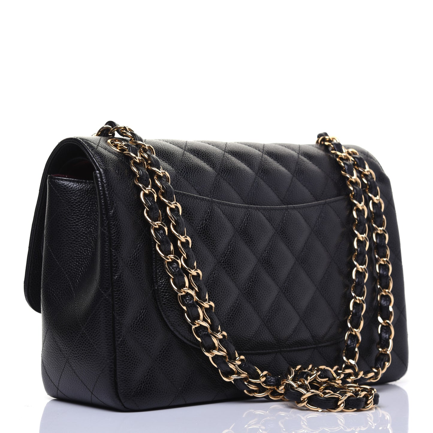 Caviar Quilted Jumbo Double Flap Black