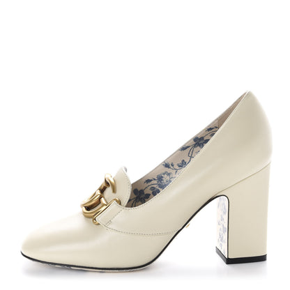 Gucci Malaga Kid GG Victoire 95mm Loafer Pumps 38.5 Vintage White 1 of 10