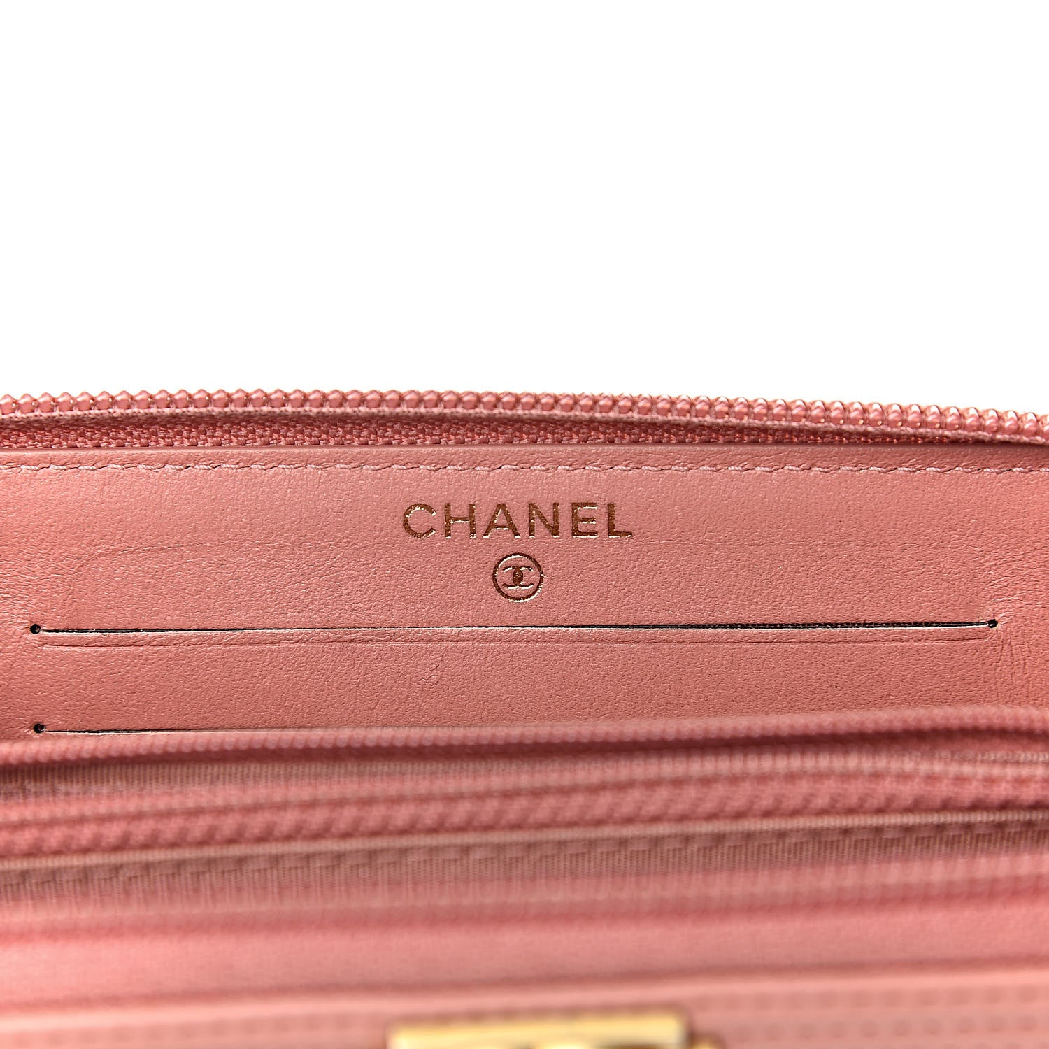 Chanel Caviar Quilted Boy Small Zip Around Wallet Pink 10 of 14