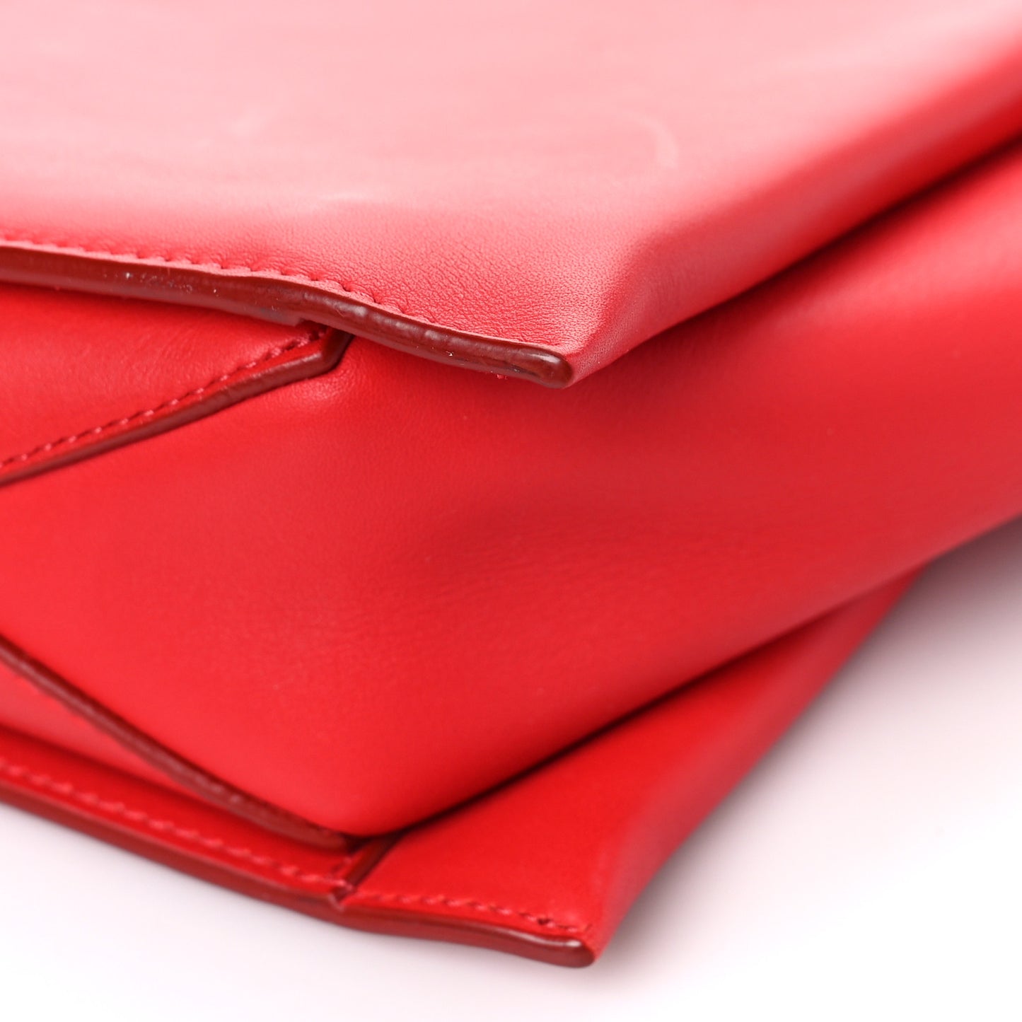 Smooth Calfskin Tri-Fold Clutch on Chain Bright Red