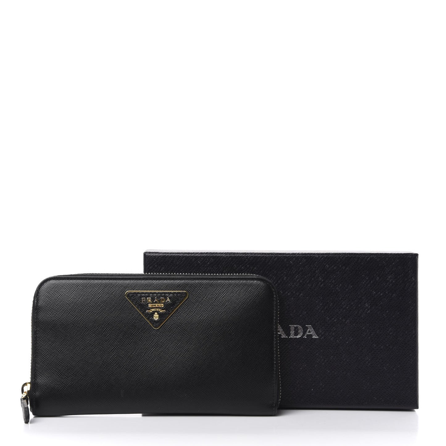 Saffiano Triangle Zip Around Wallet Black