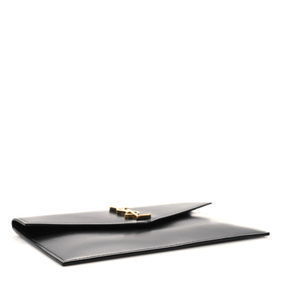 Saint Laurent Smooth Shiny Calfskin Monogram Uptown Pouch Black 4 of 9
