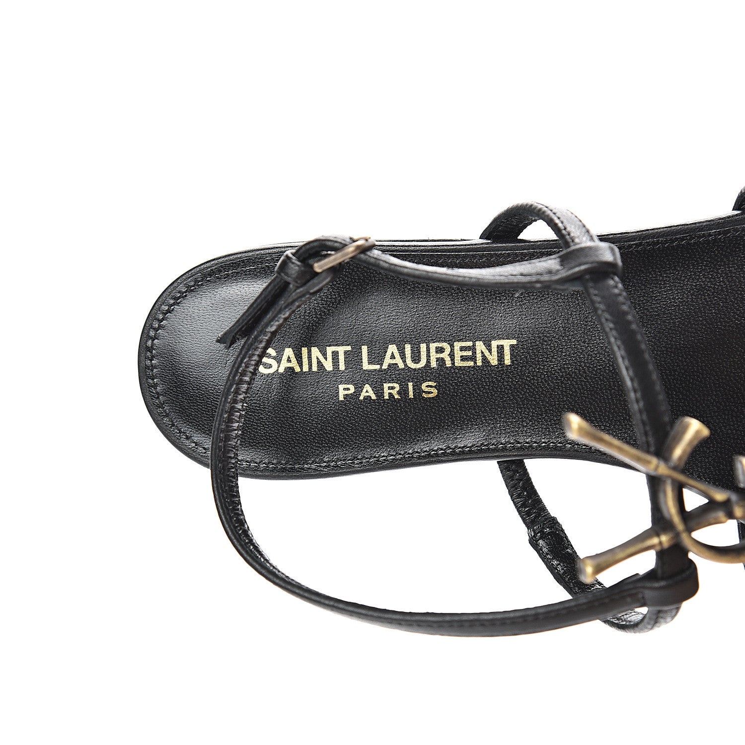 Saint Laurent Calfskin Cassandra Monogram Sandals 36 Black 7 of 9