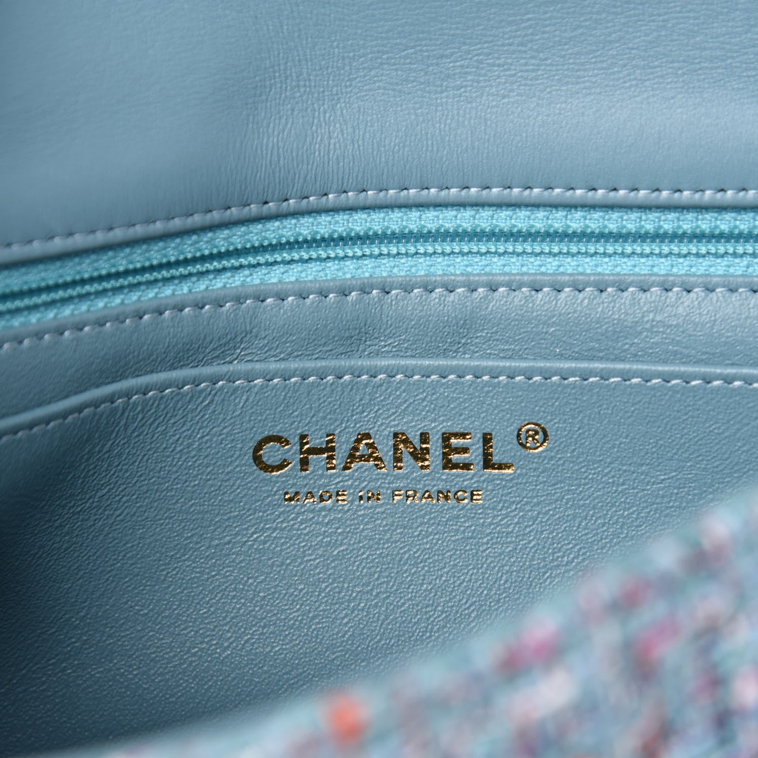 Chanel Tweed Quilted Mini Rectangular Flap Turquoise Purple White Red 8 of 10