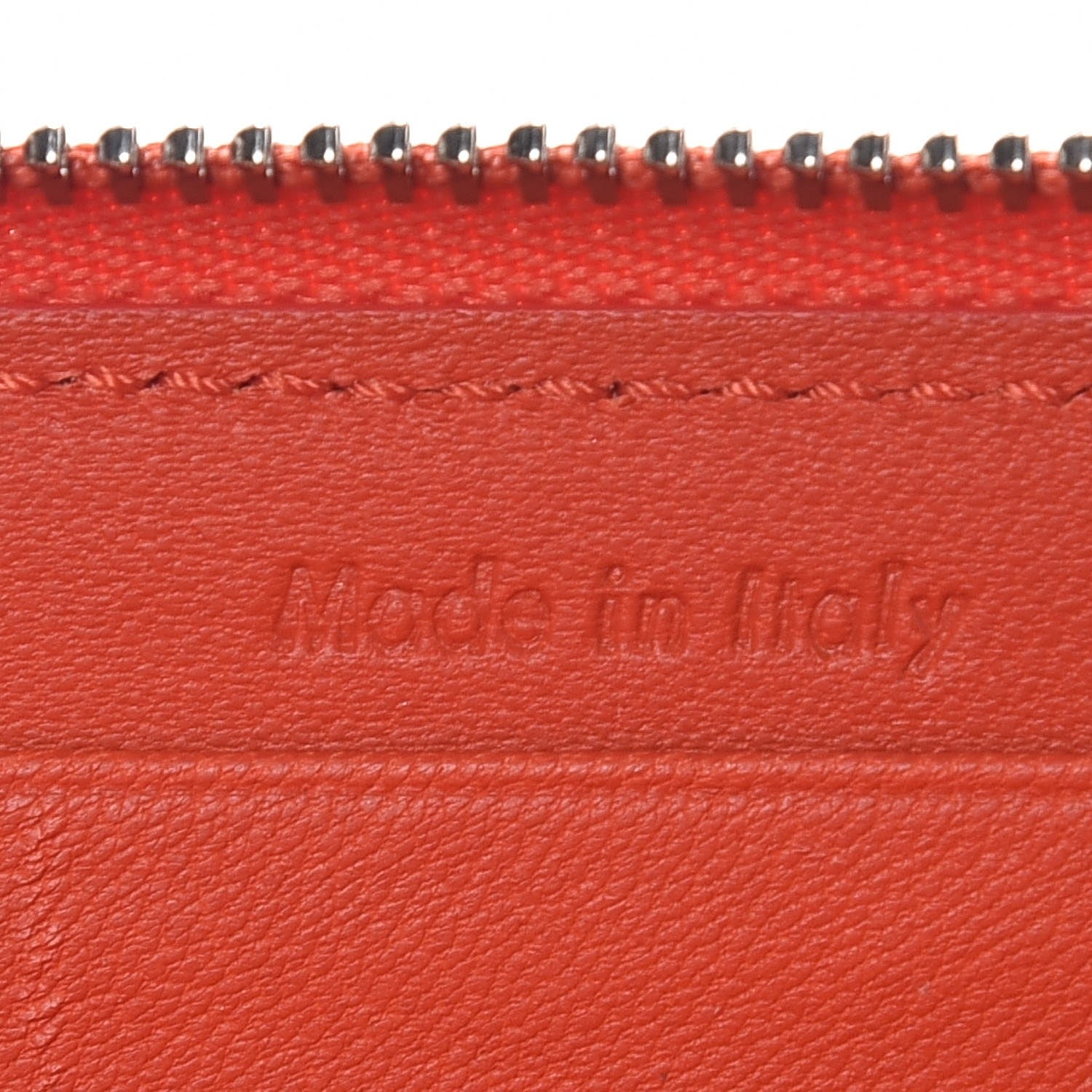 Celine Drummed Calfskin Large Zip Around Multifunction Wallet Coral 7 of 8