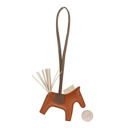 Hermes Milo Lambskin Grigri Rodeo Horse Bag Charm PM Gold Craie Etoupe 2 of 4