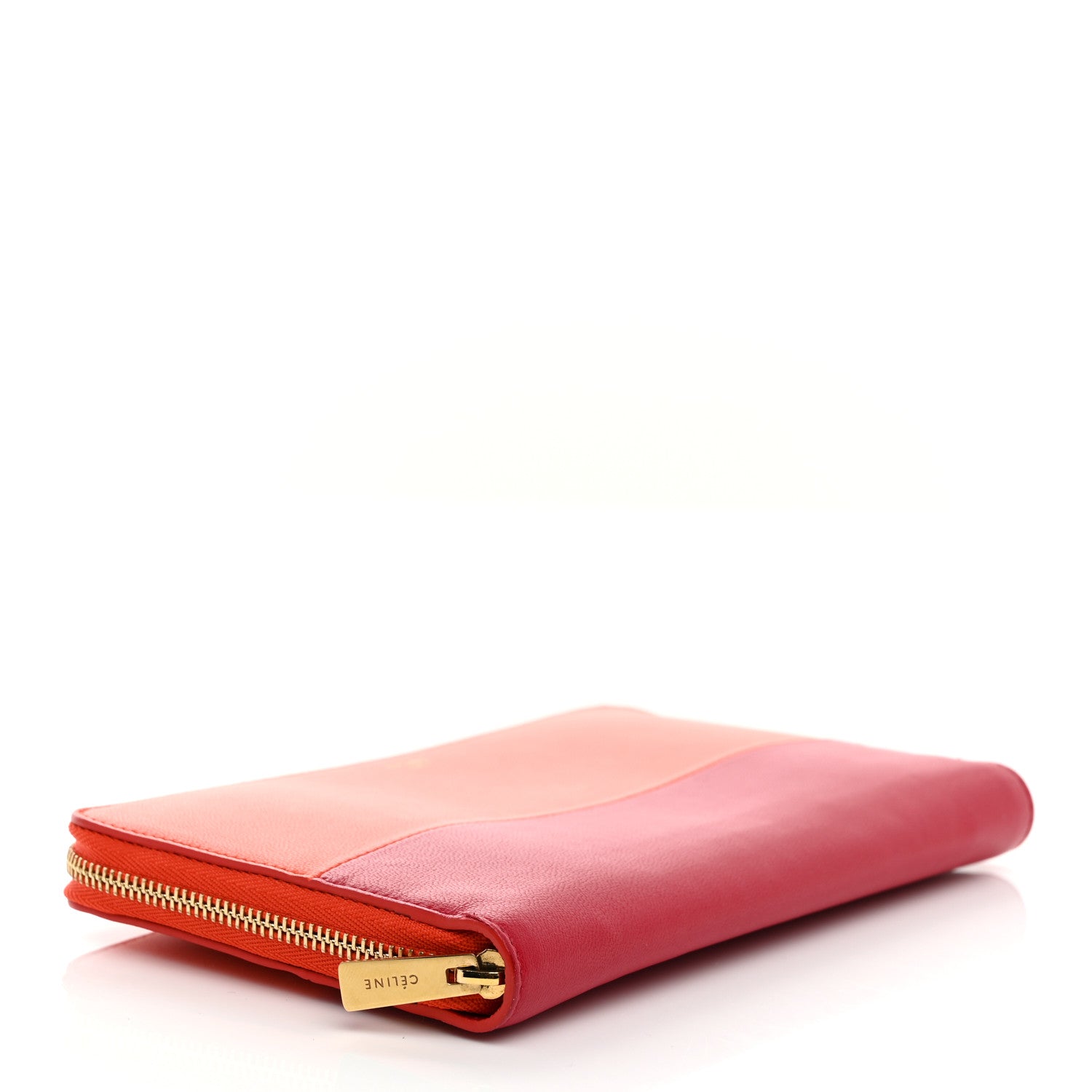 Celine Lambskin Large Zip Around Multifunction Wallet Red Orange 4 of 9