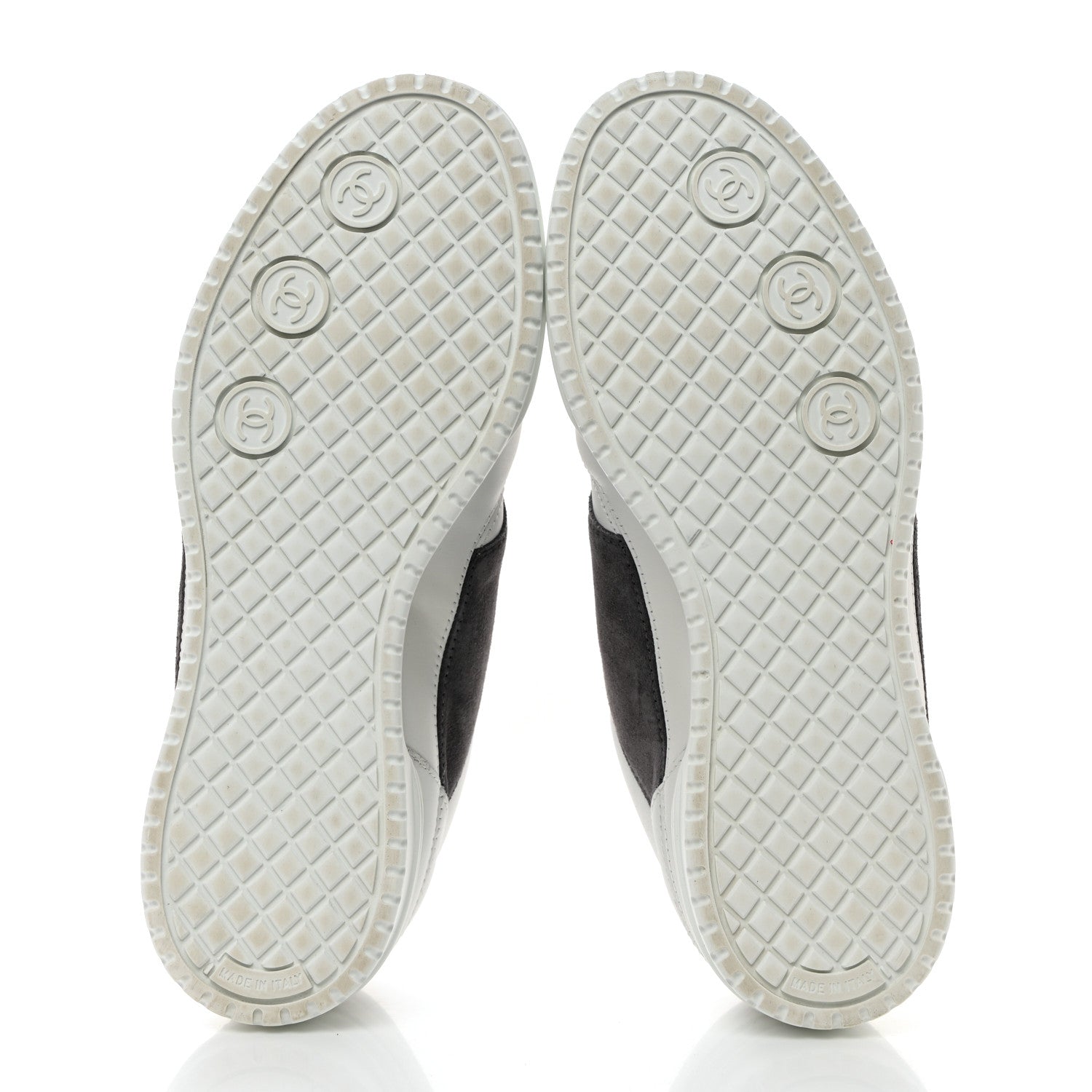 Chanel Calfskin Suede Calfskin Logo Womens Sneakers 37.5 White Gray 5 of 9
