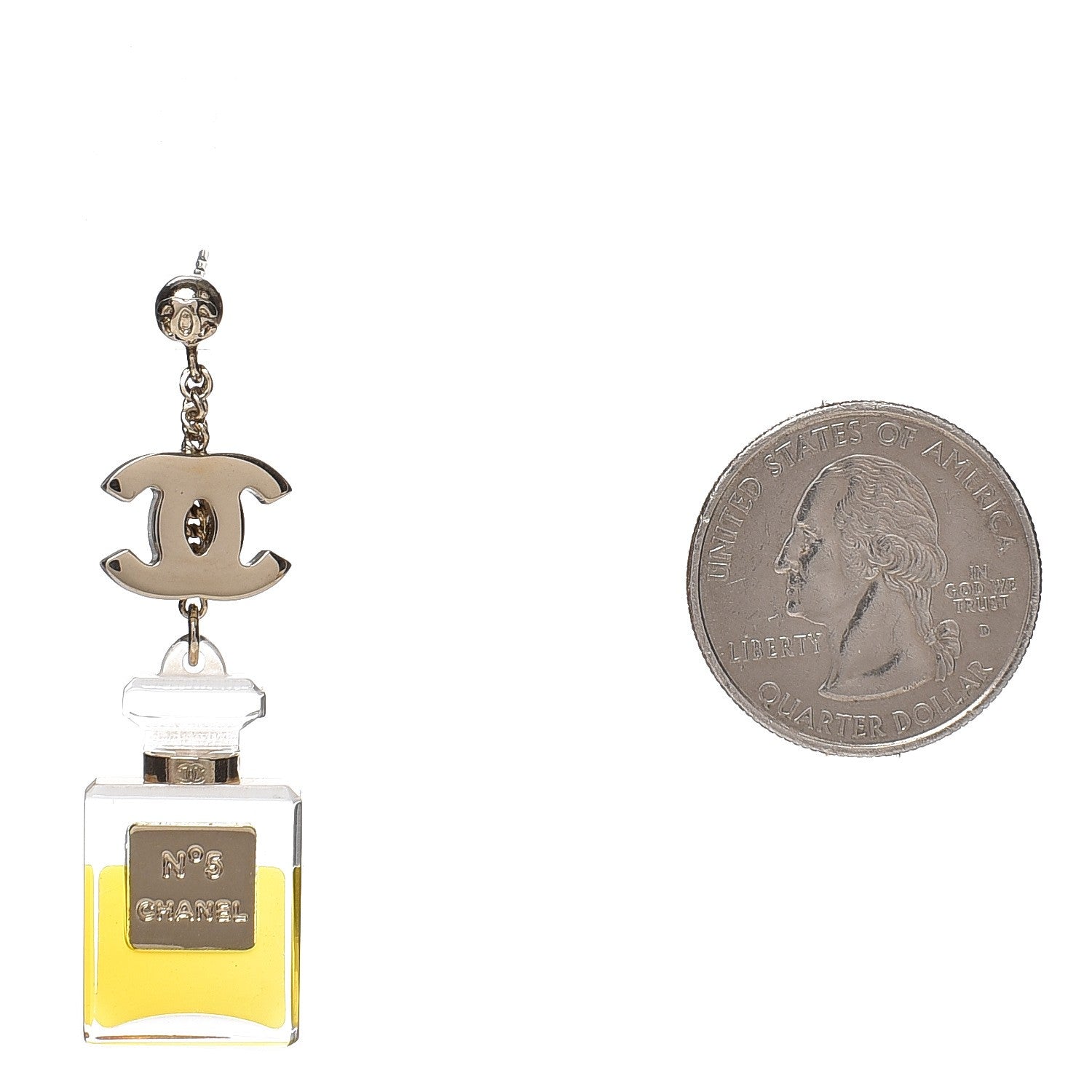 Chanel N°5 Perfume Bottle CC Drop Earrings Gold 2 of 5