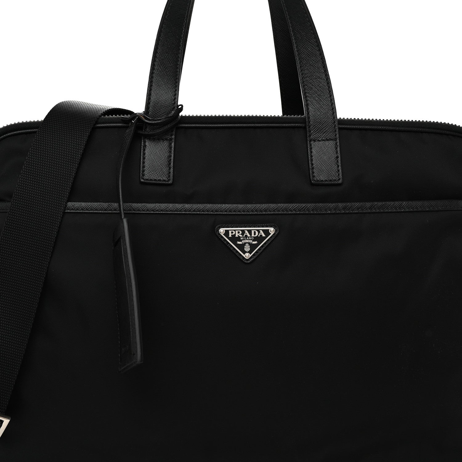 Prada Tessuto Nylon Saffiano Briefcase Black 9 of 12