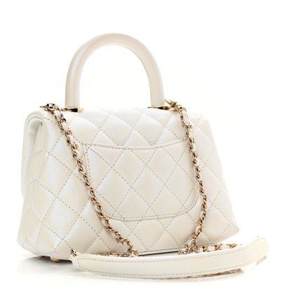 Chanel Iridescent Caviar Quilted Extra Mini Coco Handle Flap White 3 of 10