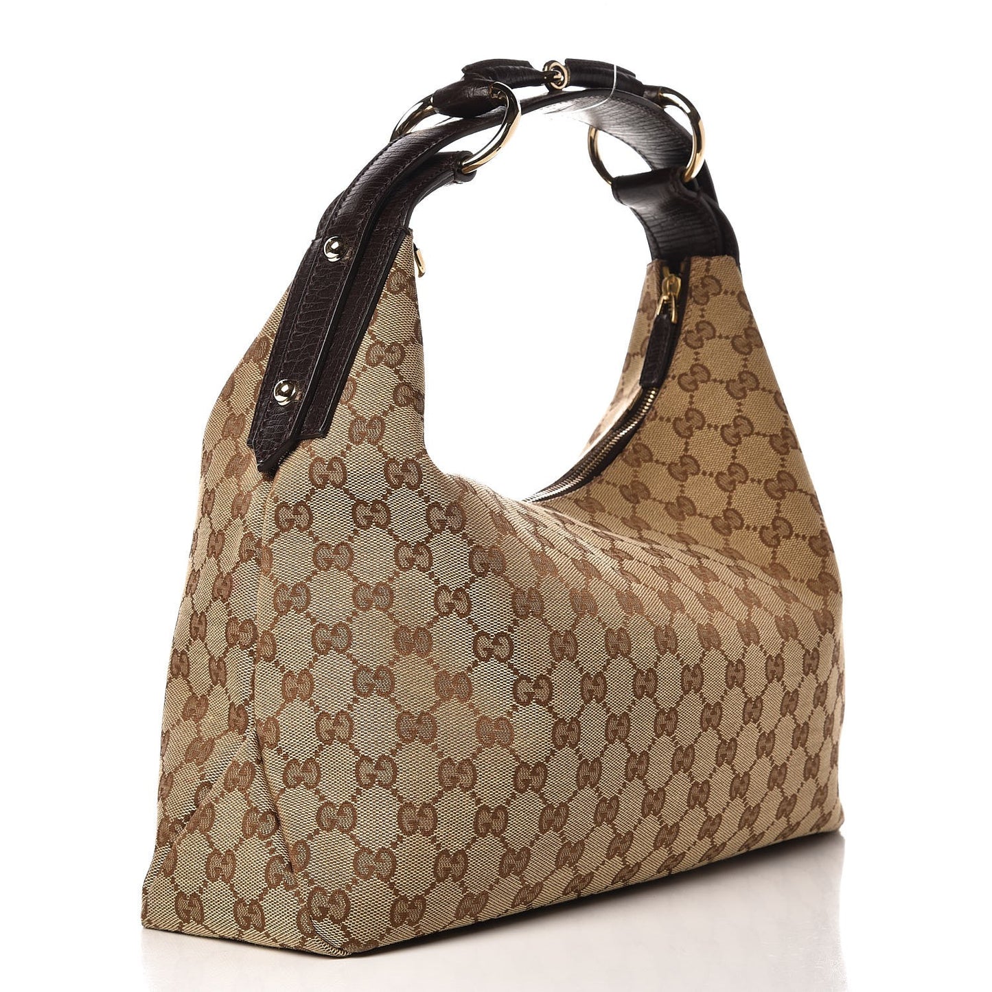 Monogram Medium Horsebit Chain Hobo Dark Brown