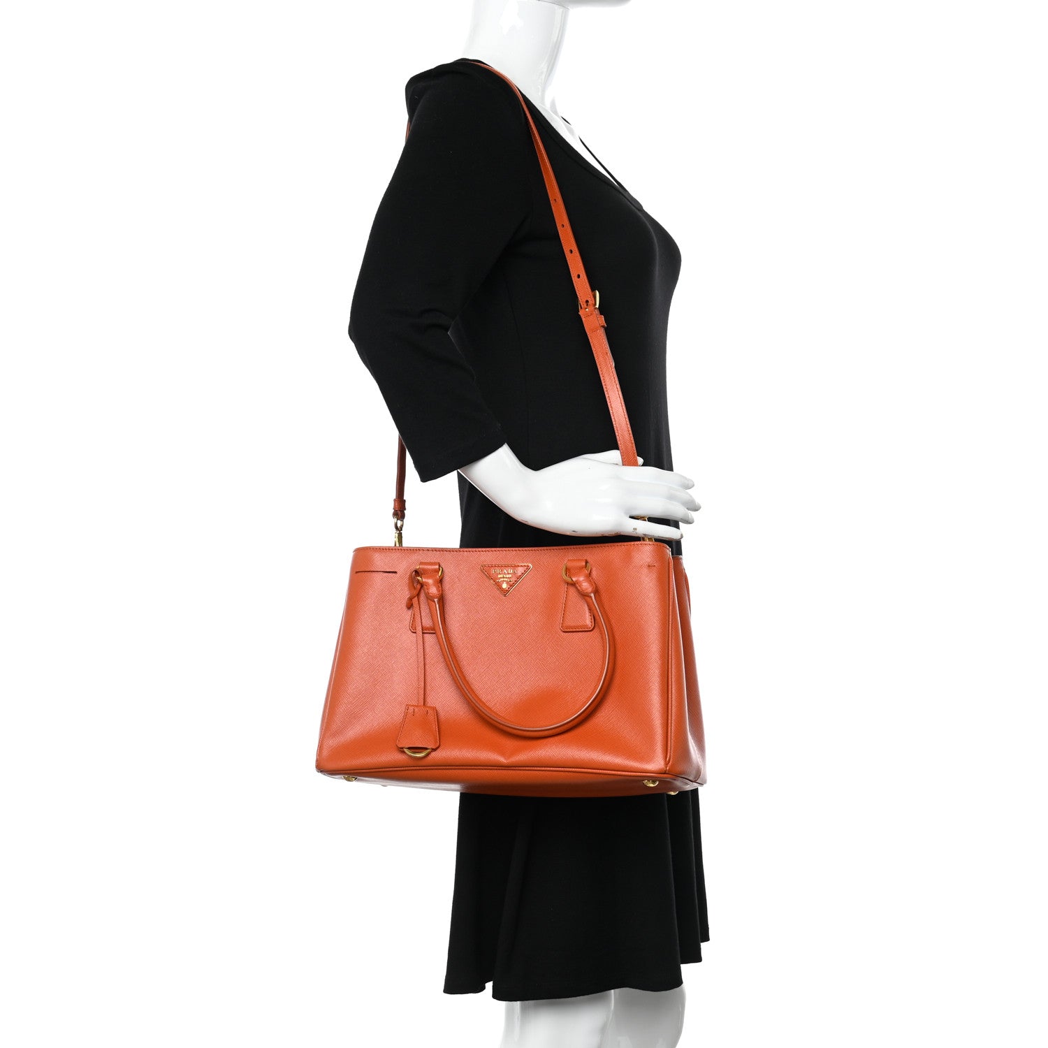 Prada Saffiano Lux Medium Tote Papaya 2 of 17