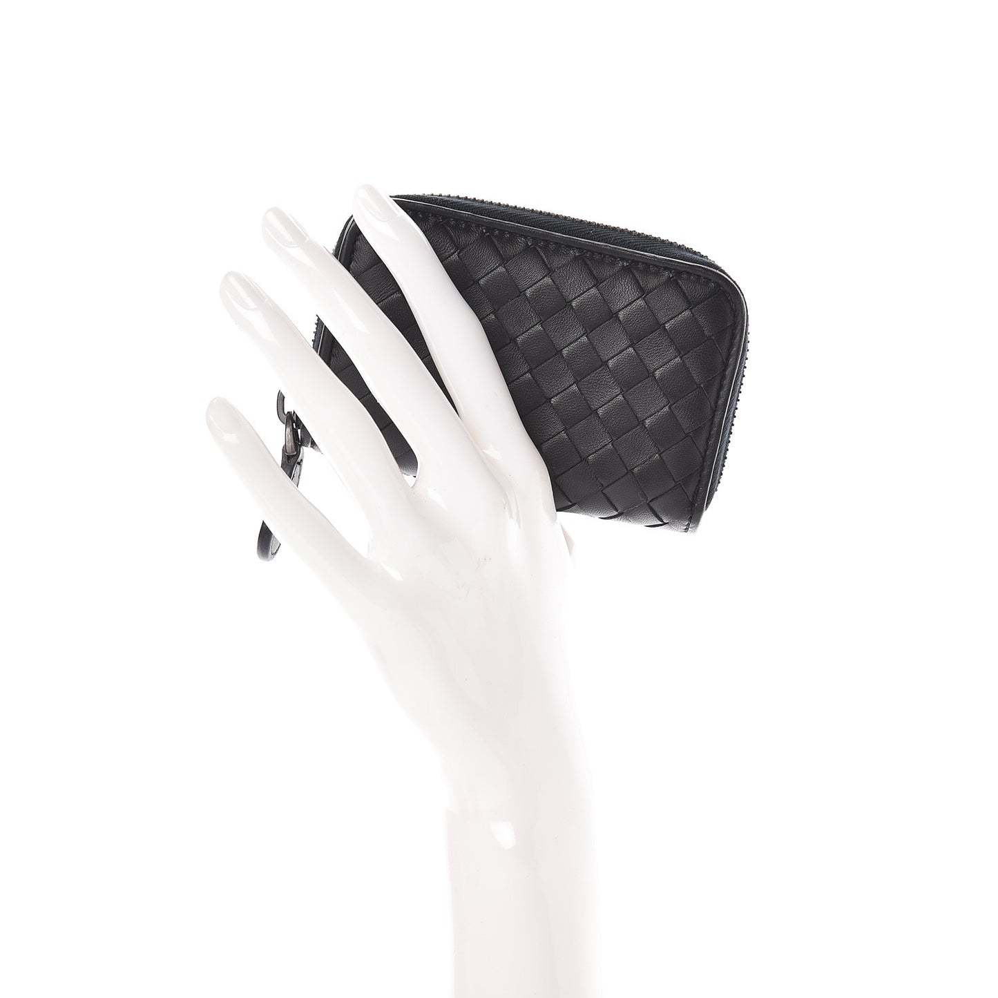 Nappa Intrecciato Zip Around Card Holder Black