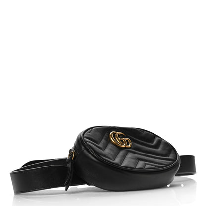 Gucci Calfskin Matelasse GG Marmont Belt Bag 85 34 Black 4 of 12
