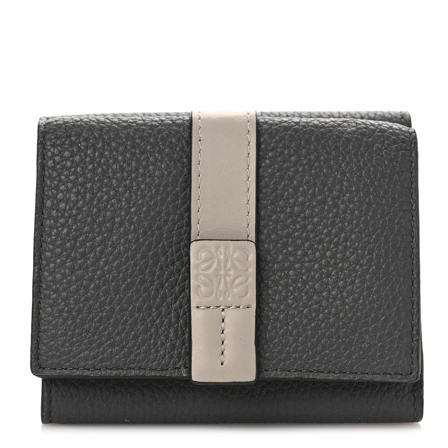 Grained Calfskin Compact Wallet Antracite