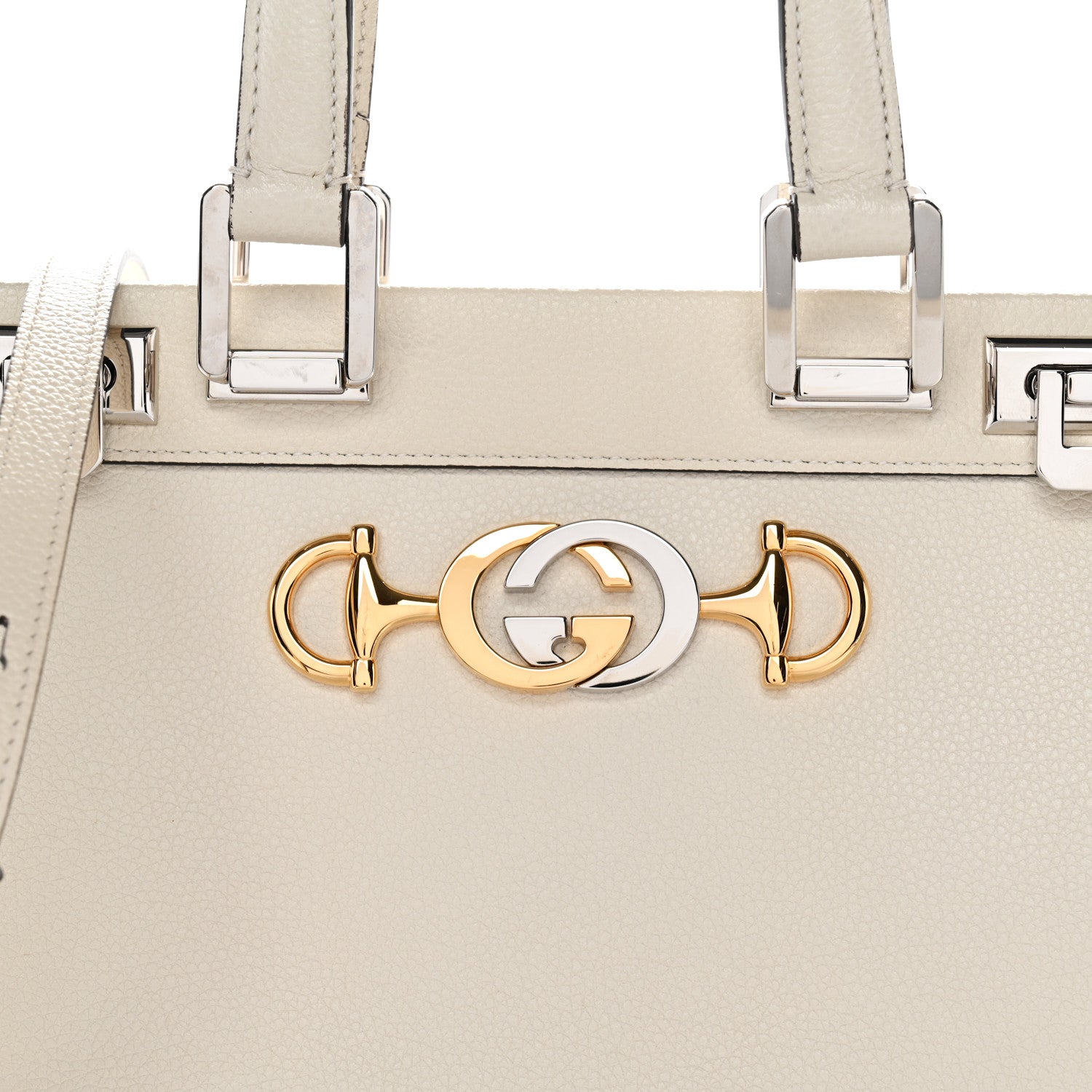 Gucci Grainy Calfskin Small Zumi Top Handle Bag Mystic White 8 of 10