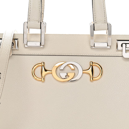 Gucci Grainy Calfskin Small Zumi Top Handle Bag Mystic White 8 of 10