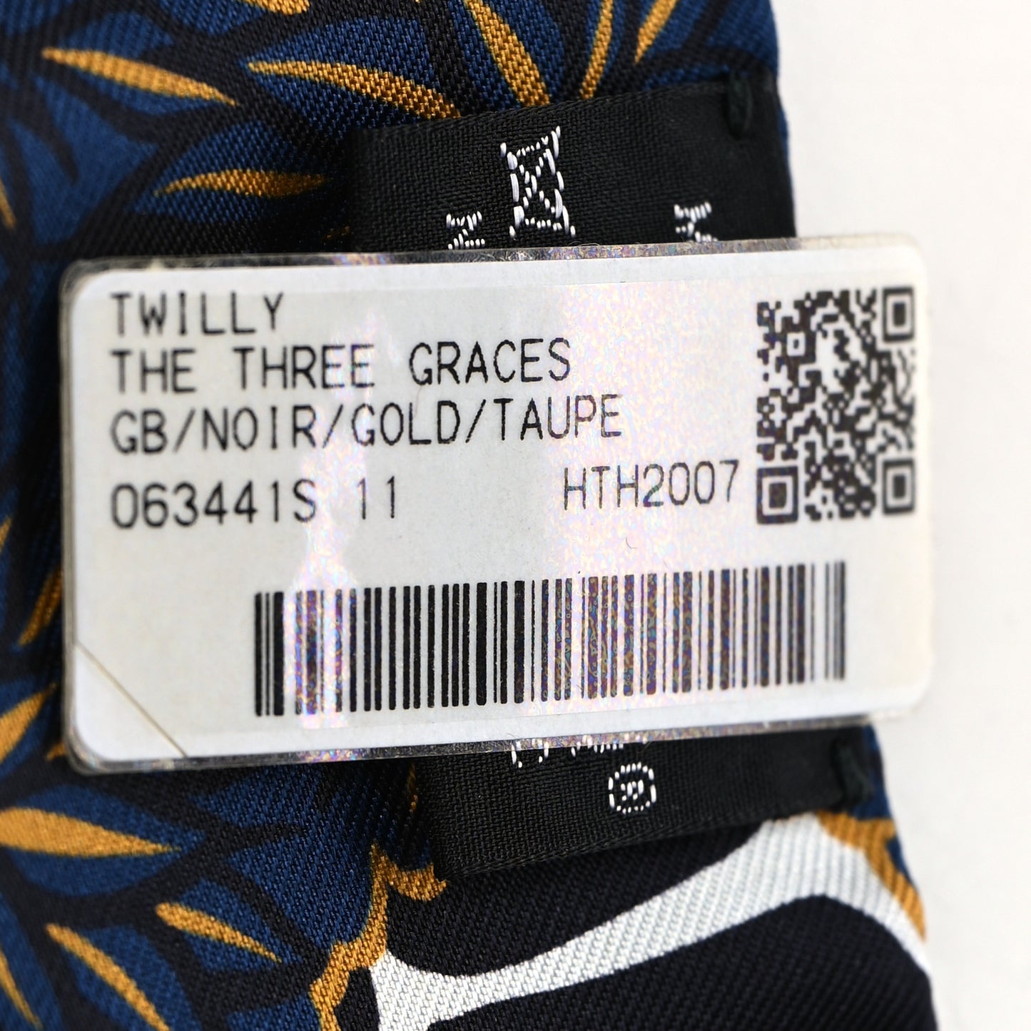 Silk Three Graces Twilly Black Gold Taupe