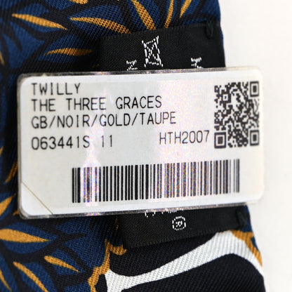 Hermes Silk Three Graces Twilly Black Gold Taupe 4 of 4