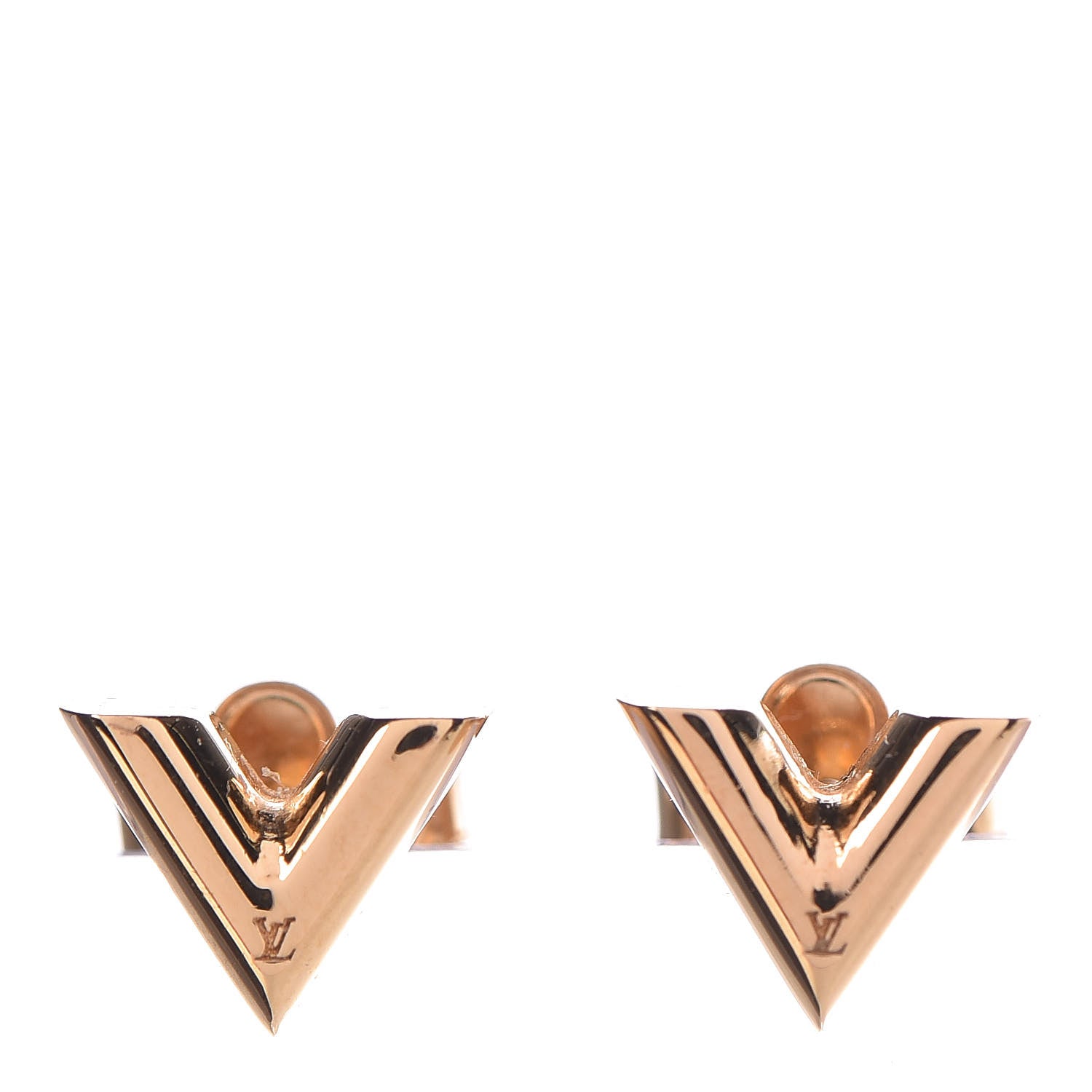 Louis Vuitton Brass Essential V Stud Earrings Gold 1 of 4