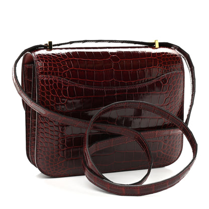 Hermes Shiny Alligator Lizard Marquette Constance 18 Bourgogne Rouge Moyen 3 of 10