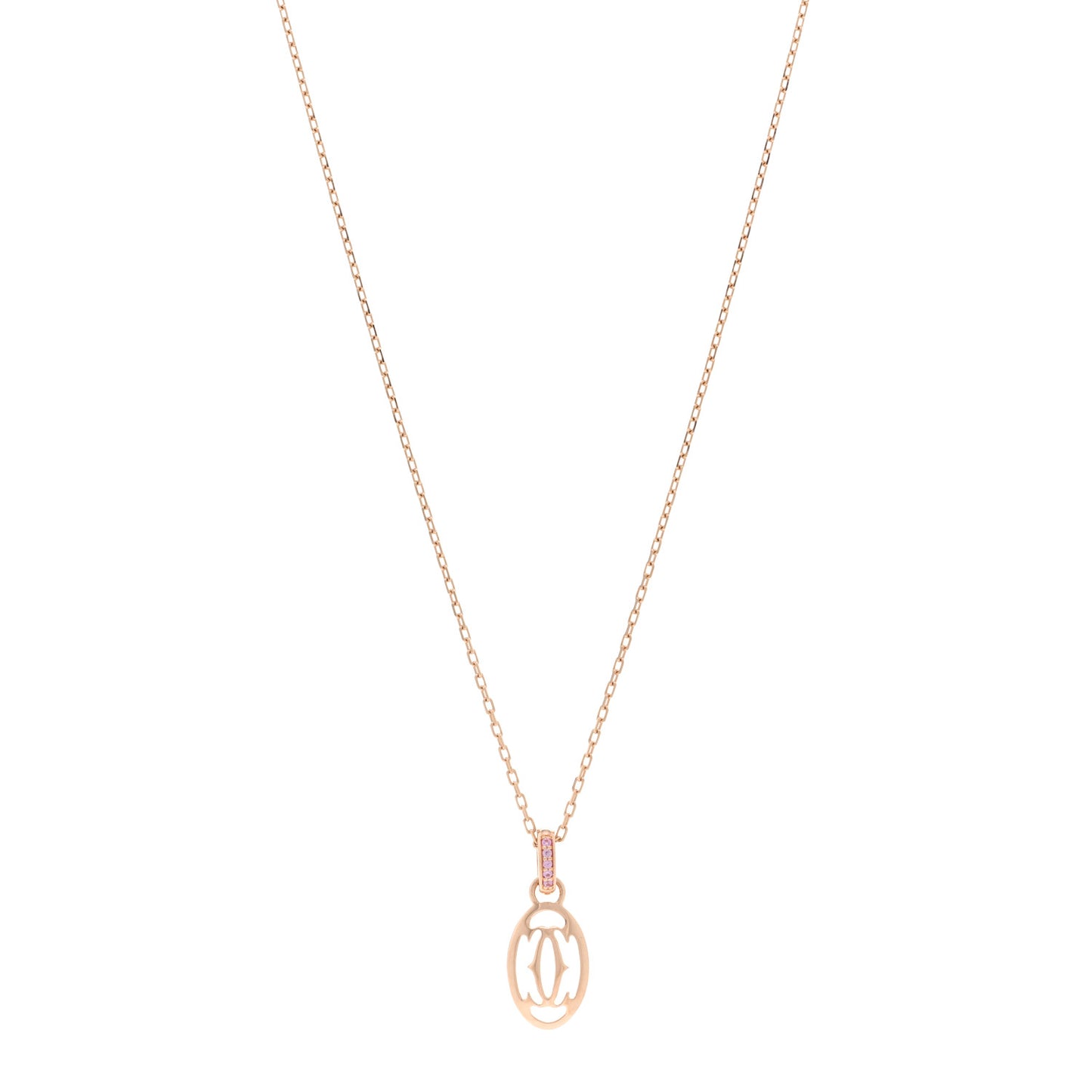18K Pink Gold Pink Sapphire Logo Pendant Necklace