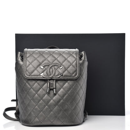 Chanel Metallic Caviar Quilted Filigree Backpack Dark Silver 10 of 10