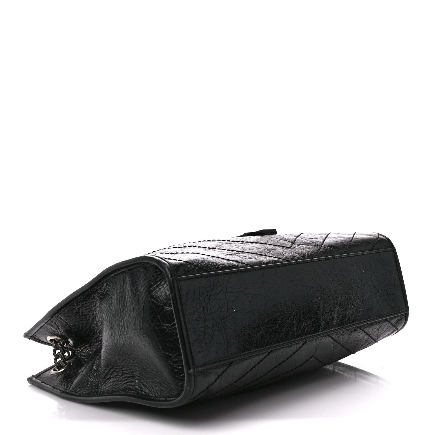 Saint Laurent Crinkled Calfskin Matelasse Monogram Medium Niki Shopper Tote Black 4 of 11