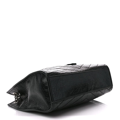 Saint Laurent Crinkled Calfskin Matelasse Monogram Medium Niki Shopper Tote Black 4 of 11