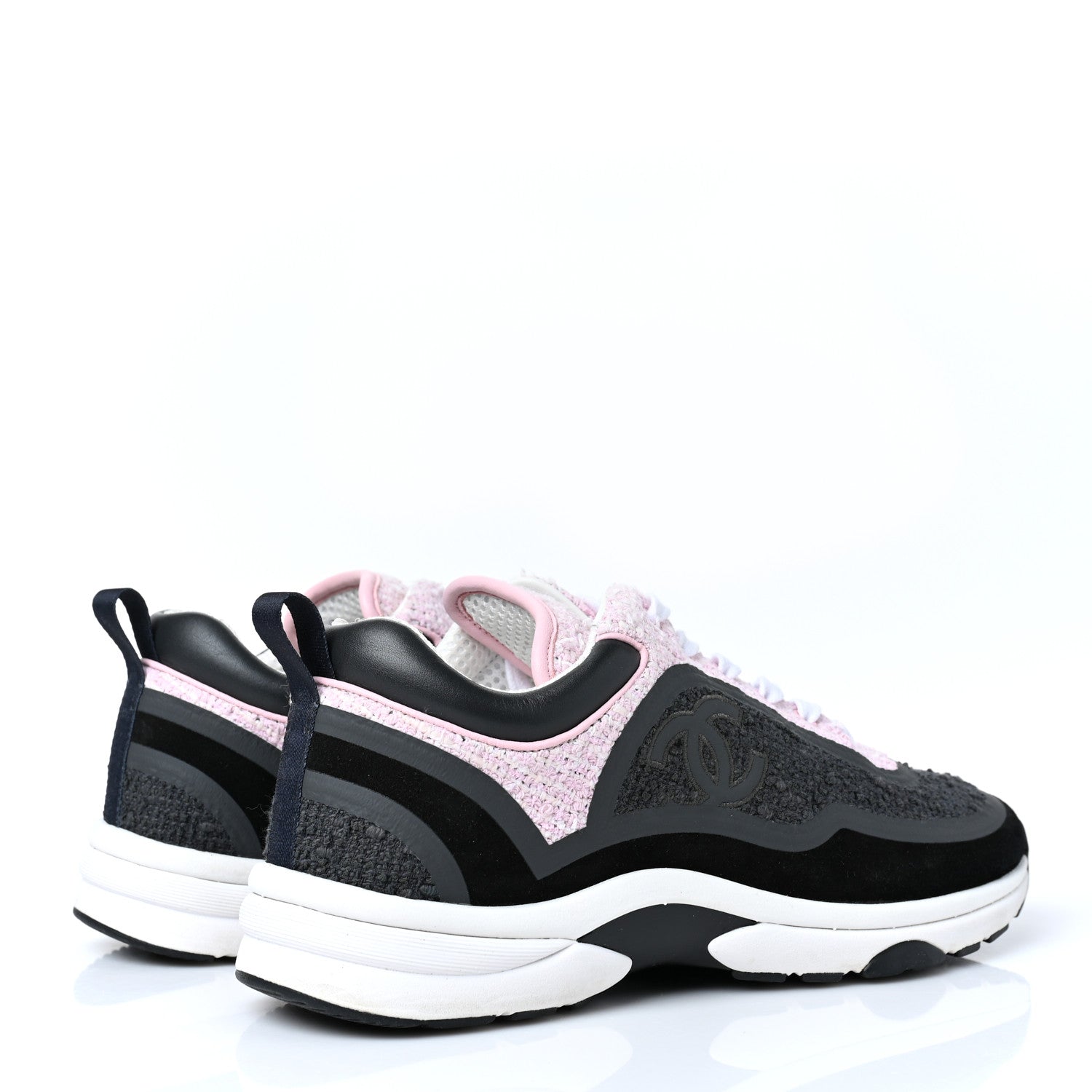 Chanel Tweed Suede Calfskin CC Sneakers 40 Gray Pink 4 of 8