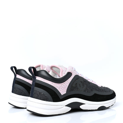 Chanel Tweed Suede Calfskin CC Sneakers 40 Gray Pink 4 of 8