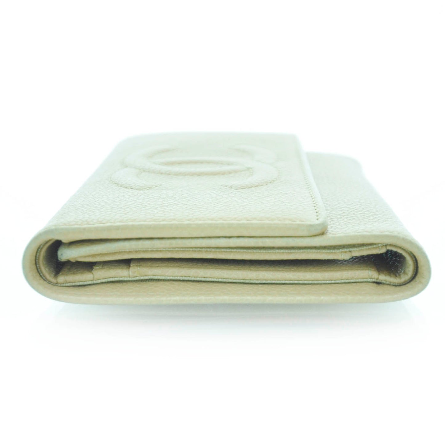 Caviar CC Flap Wallet Beige