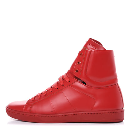 Saint Laurent Calfskin Mens Court Classic SL/01H High Top Sneakers 41 New Red 1 of 7