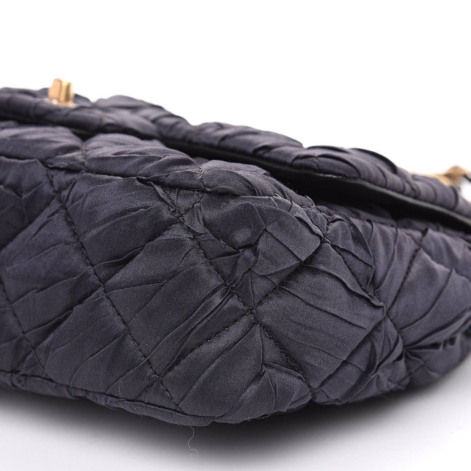 Chanel Satin Quilted Pleated Medium Single Flap Navy 8 of 11